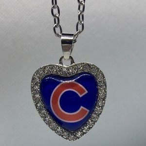 Chicago Cubs Crystal Heart Necklace